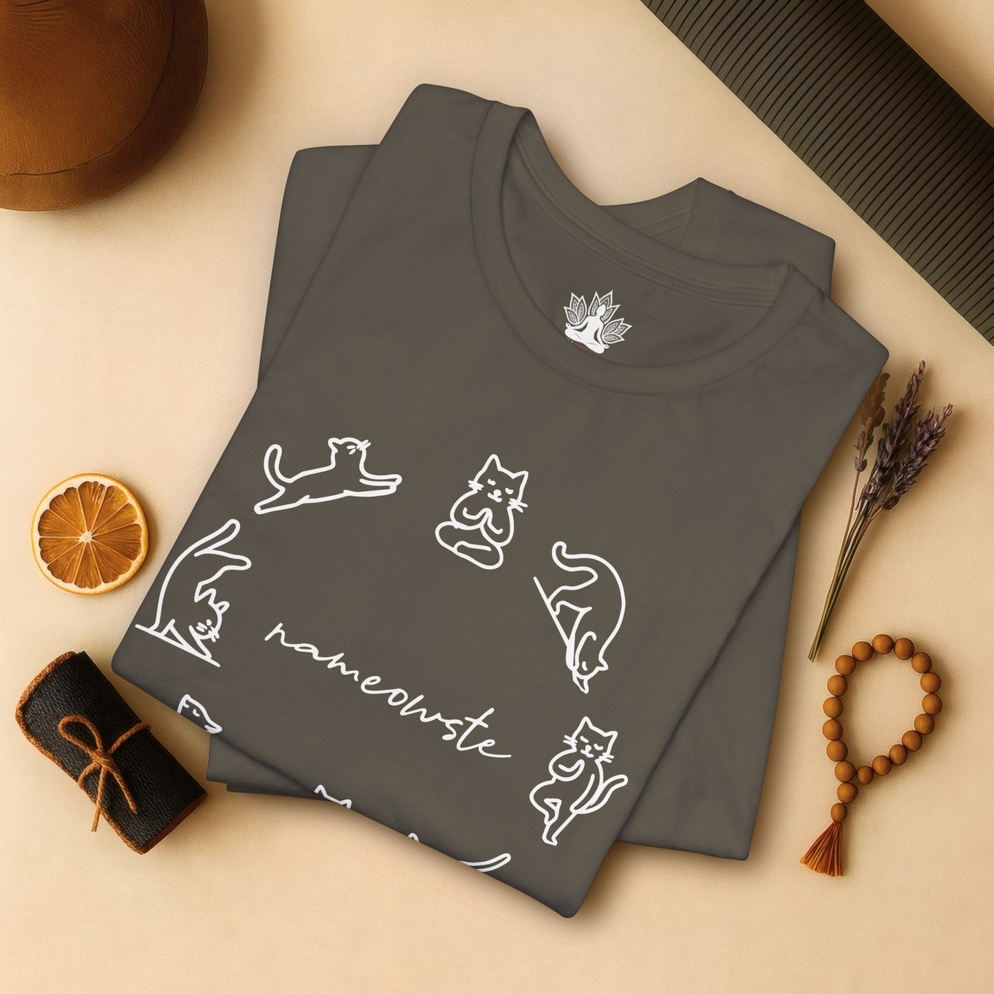 Nameowste Yoga Cats – Minimalist Funny Tee