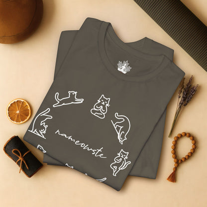 Nameowste Yoga Cats – Minimalist Funny Tee