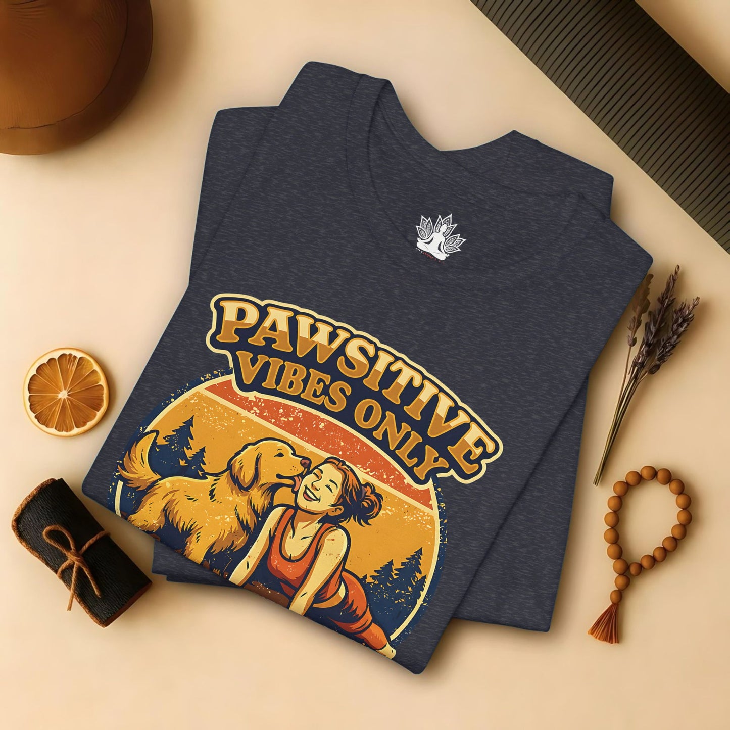 Retro Yogini & Happy Golden Retriever Tee