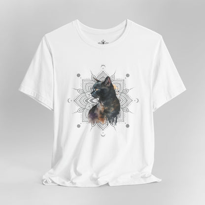 Mystic Black Cat – Mandala Moon Gaze Tee
