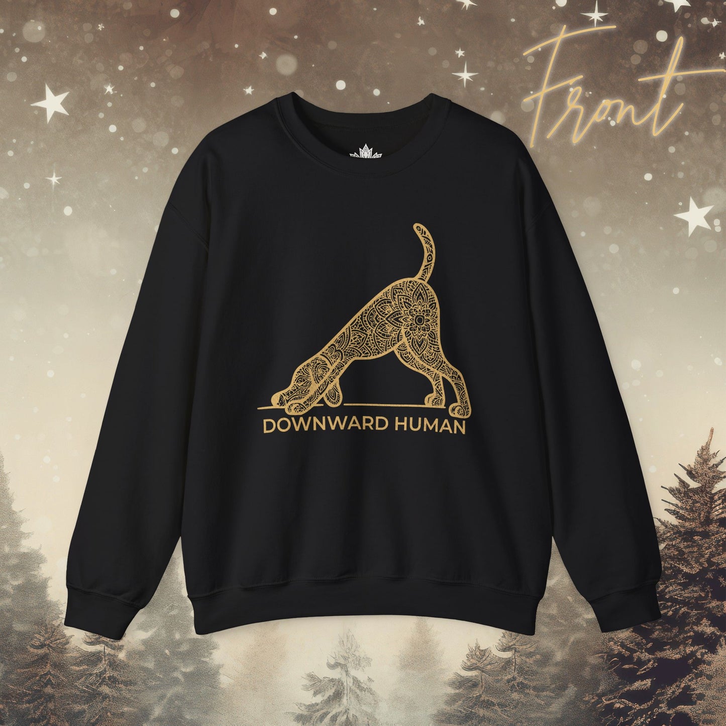 Downward Human Sweatshirt - Mandala Dog