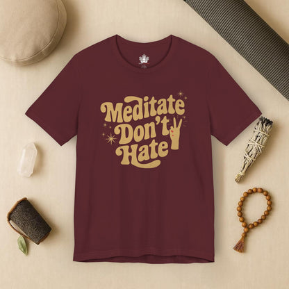 Meditate Don’t Hate – Retro Peace Yoga Tee