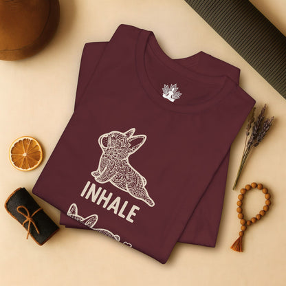 Frenchie Inhale Exhale – Funny Mandala Dog Tee