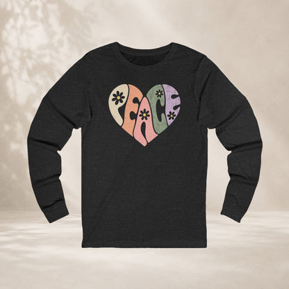 Retro Peace Heart Long Sleeve Tee