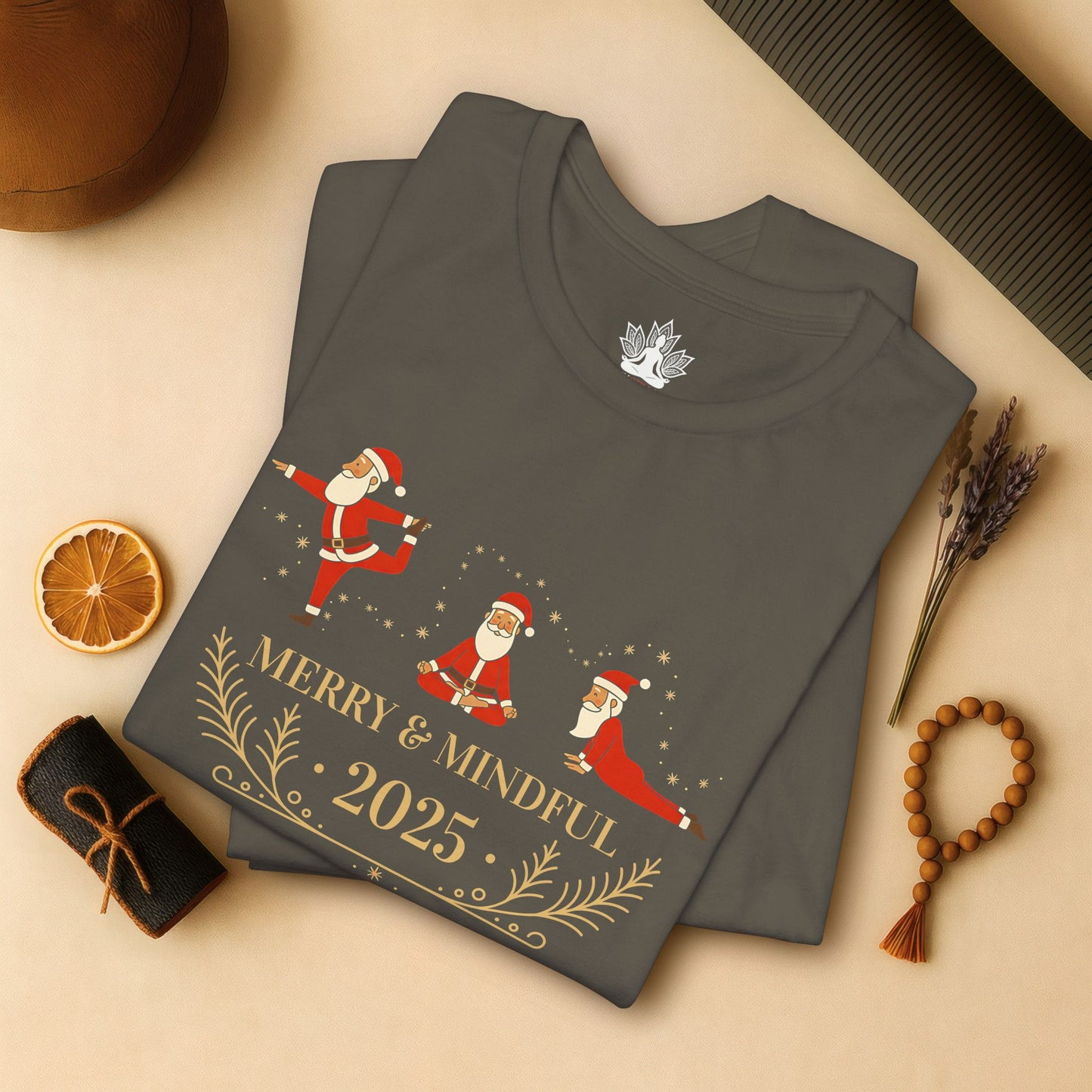 Merry Mindful Santa - Yoga Christmas Tee