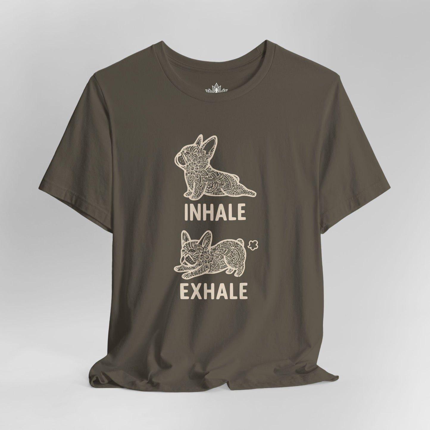 Frenchie Inhale Exhale – Funny Mandala Dog Tee