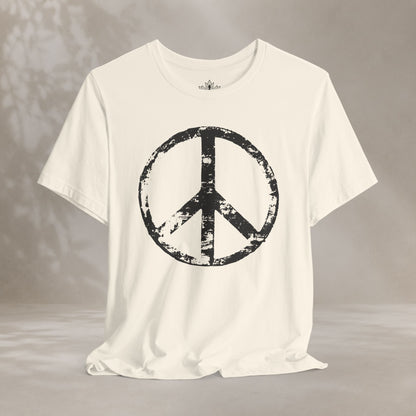 Vintage Peace Symbol Black Print Tee