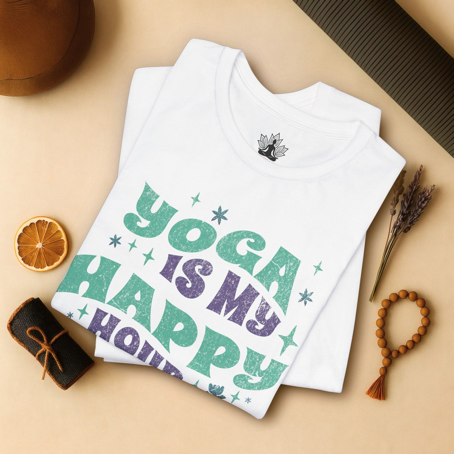 Yoga Is My Happy Hour – Retro Groovy Tee