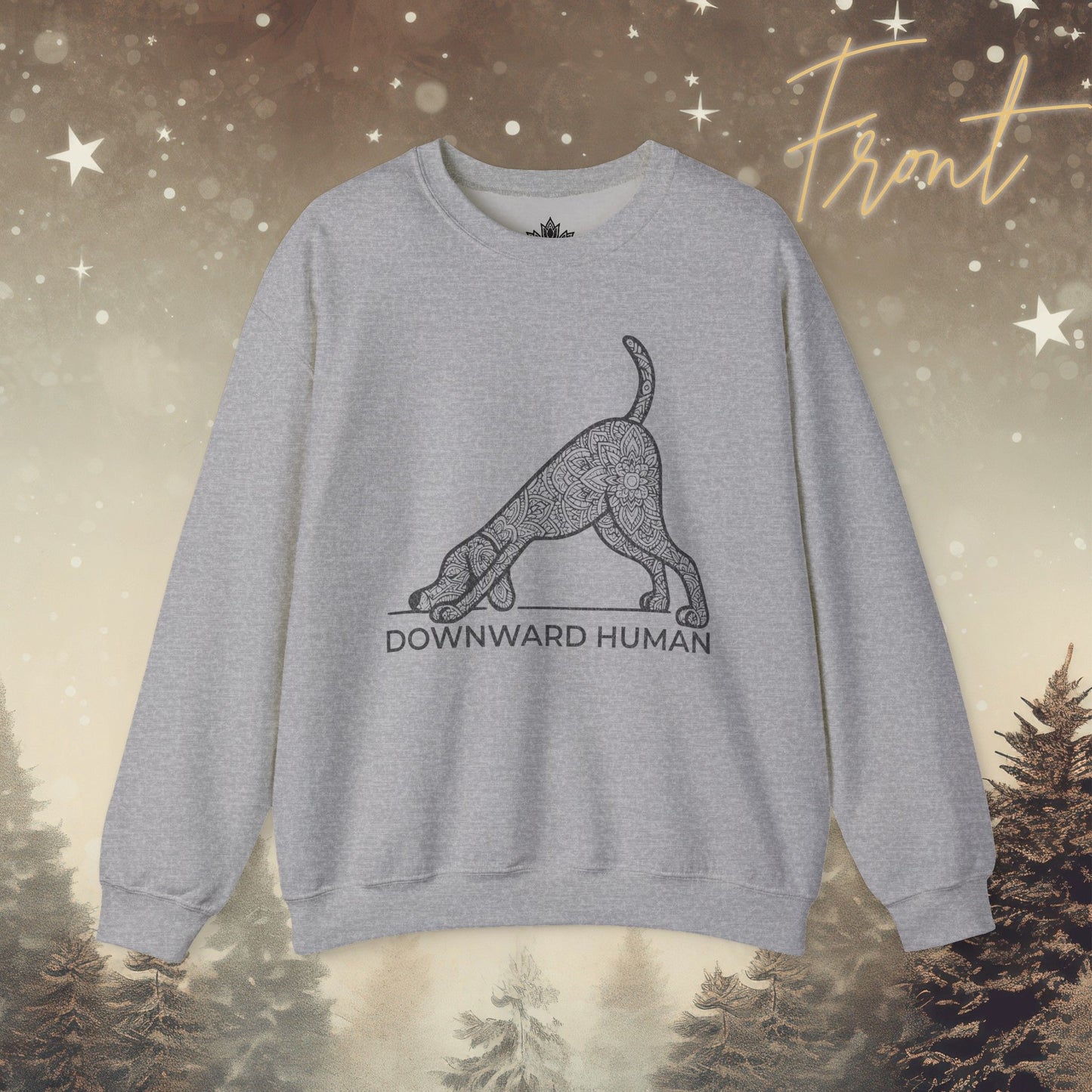 Downward Human Sweatshirt - Mandala Dog