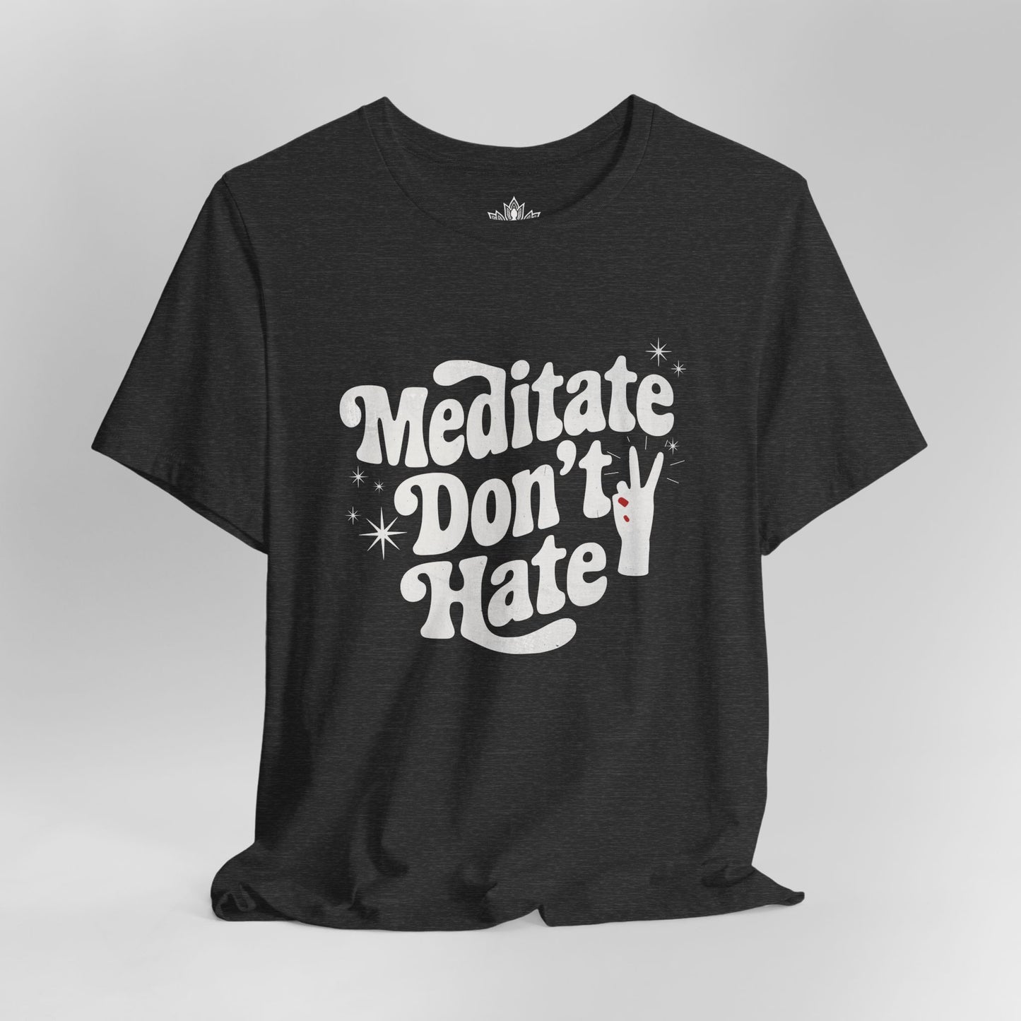Meditate Don’t Hate – Retro Peace Yoga Tee