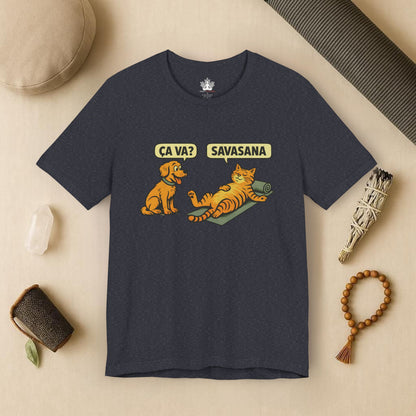 Ça Va French Savasana – Funny Cat Yoga Tee