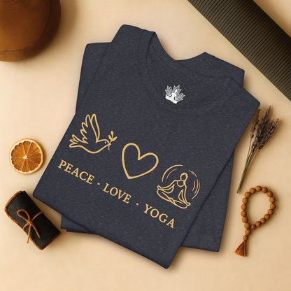 Peace Love Yoga – Boho Minimalist Mindful Tee