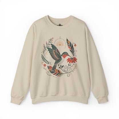 Boho Hummingbird & Feathers Sweatshirt