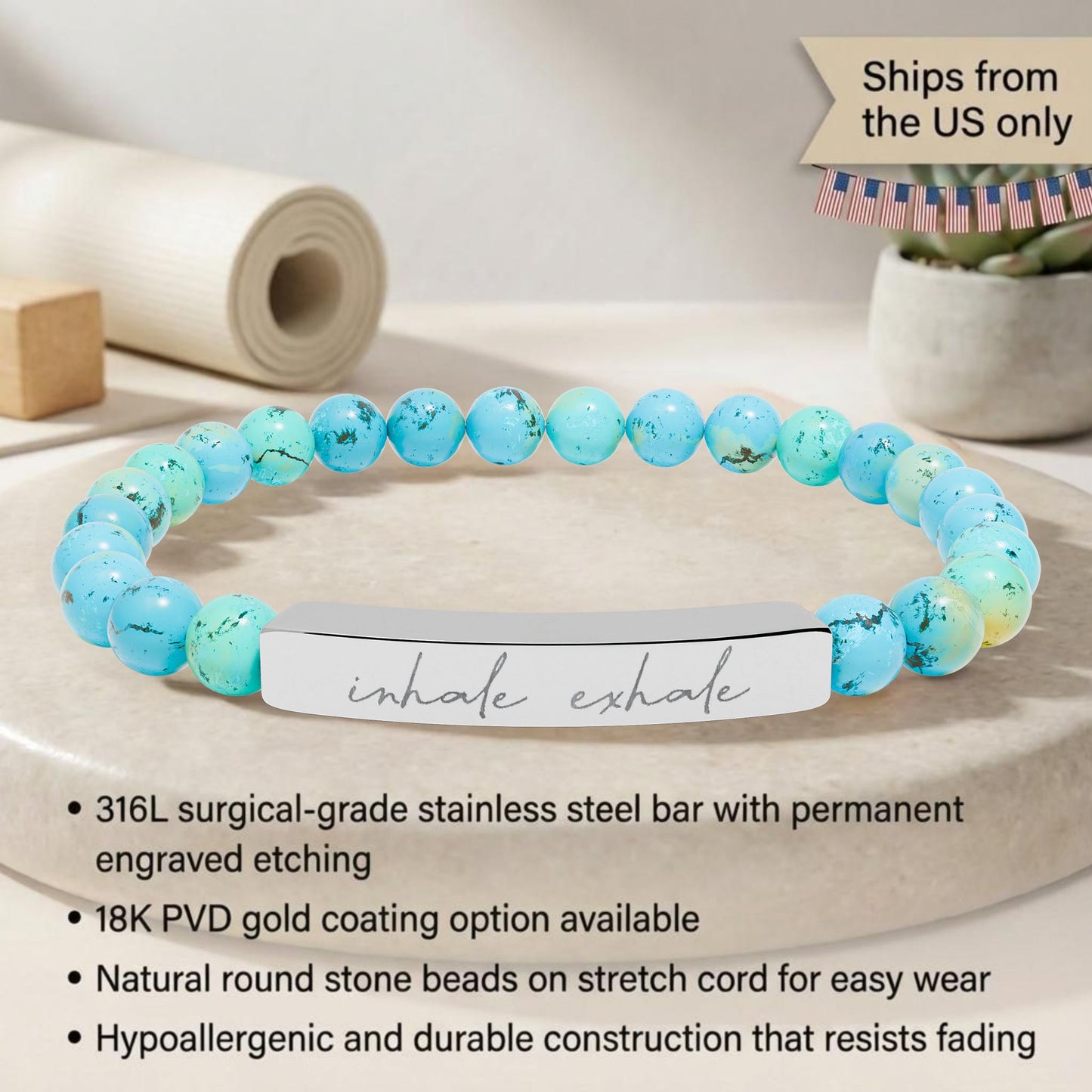 Inhale Exhale - Natural Stone Bead Energy Bracelet