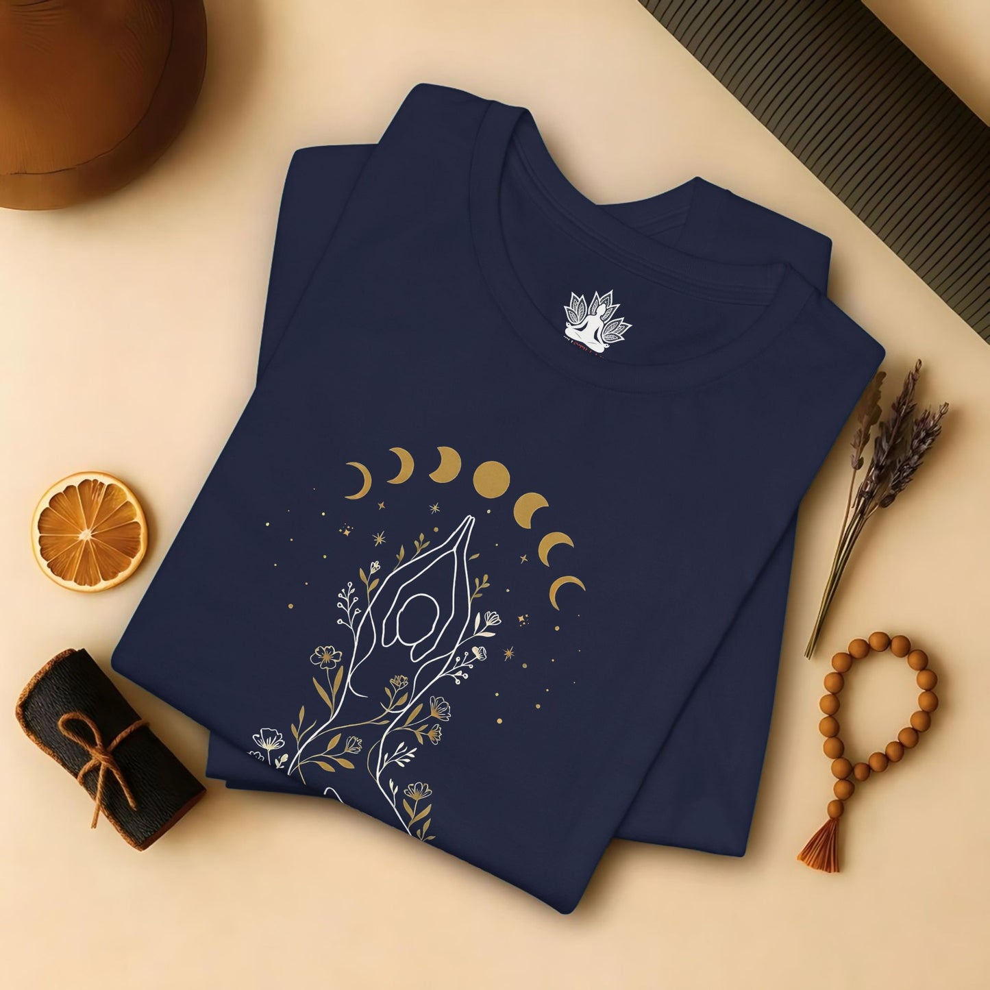 Moon Phase Tree Pose Yoga – Mindful Balance Tee