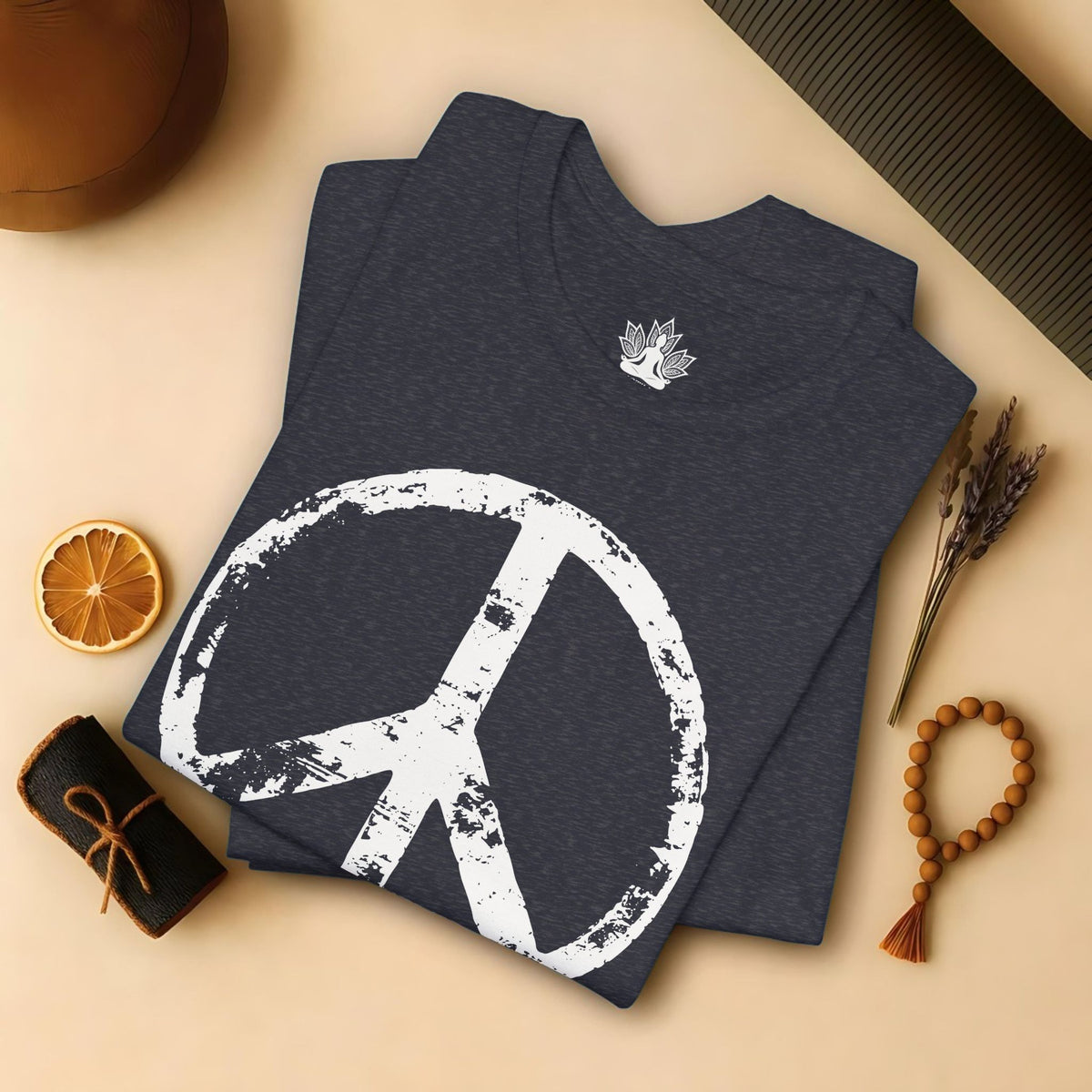 Vintage Peace Symbol Light Print Tee