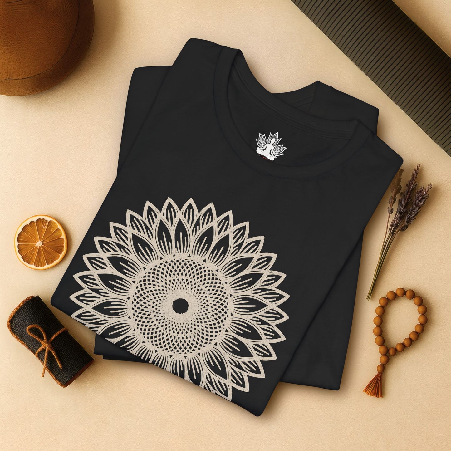 Sunflower Mandala – Geometric Mindful Tee