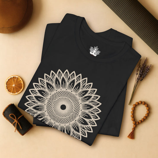 Sunflower Mandala – Geometric Mindful Tee