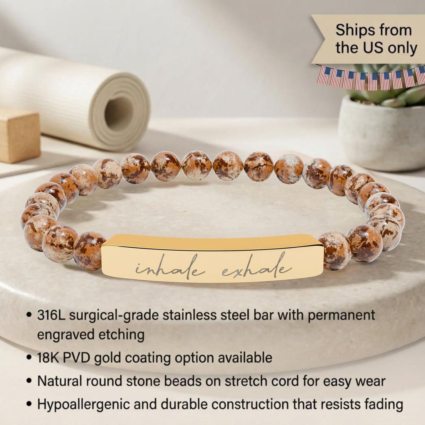 Inhale Exhale - Natural Stone Bead Energy Bracelet