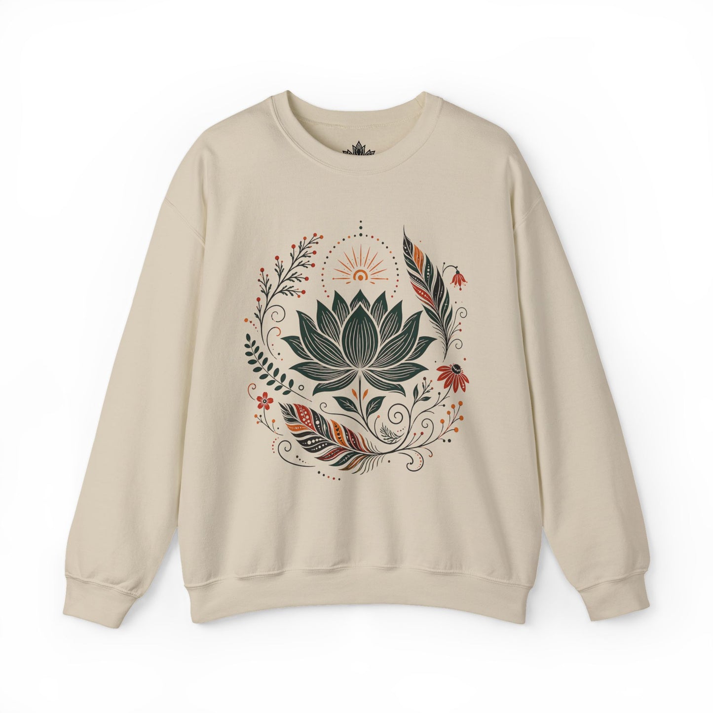 Boho Lotus & Feathers Sweatshirt