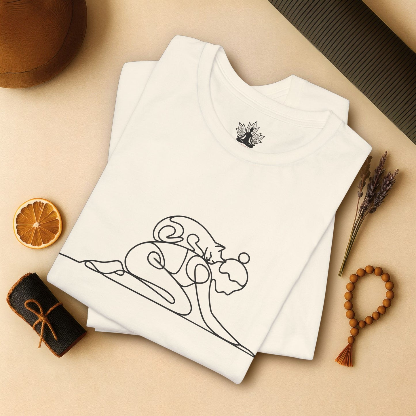 Cat on Back Yoga Pose – Line Art Tee