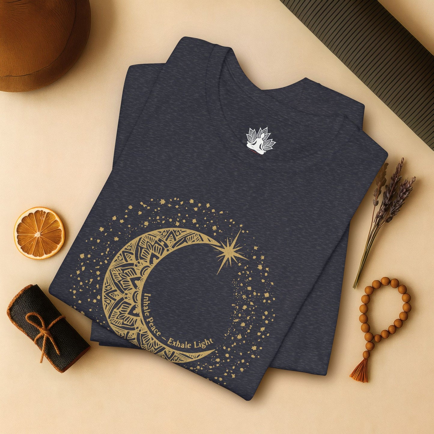 Inhale Peace Exhale Light - Mandala Moon Tee