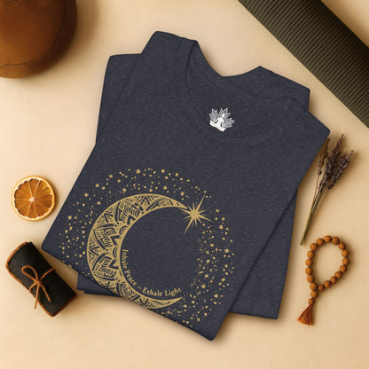 Inhale Peace Exhale Light - Mandala Moon Tee