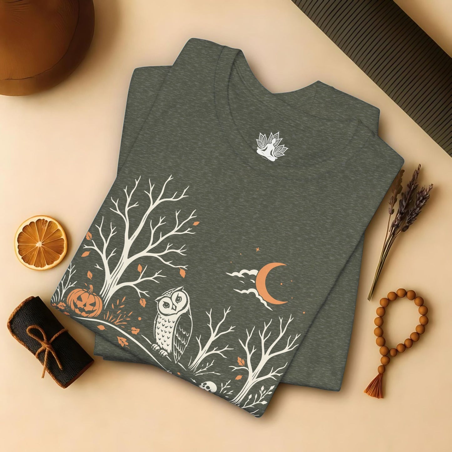 Namaste Forest Owl Halloween Edition Tee