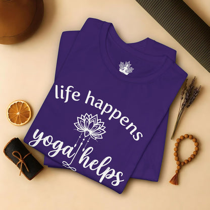 Life Happens Yoga Helps Lotus Tee