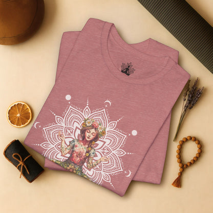 Flower Meditation Boho – Botanical Lotus Pose Tee