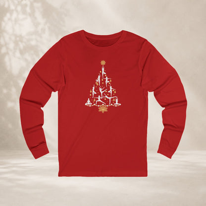 Yoga Poses Christmas Tree Long Sleeve Tee