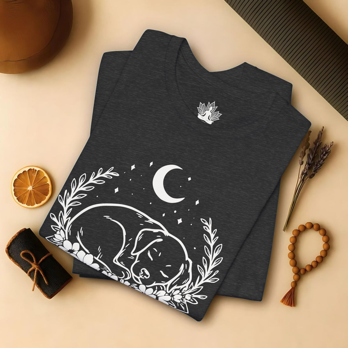 Chien endormi sous la lune
