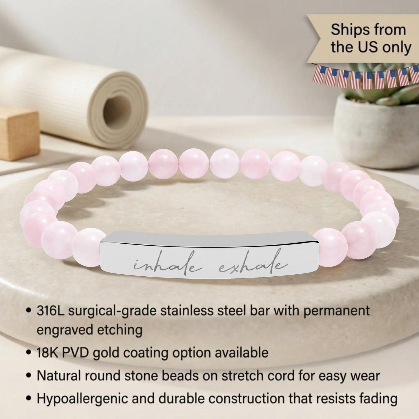 Inhale Exhale - Natural Stone Bead Energy Bracelet