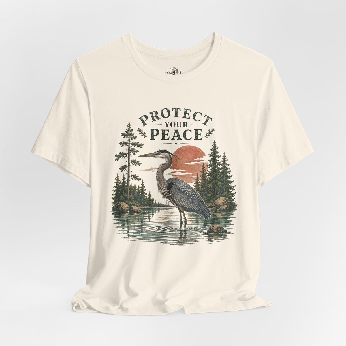 Protect Your Peace Retro Great Blue Heron Tee