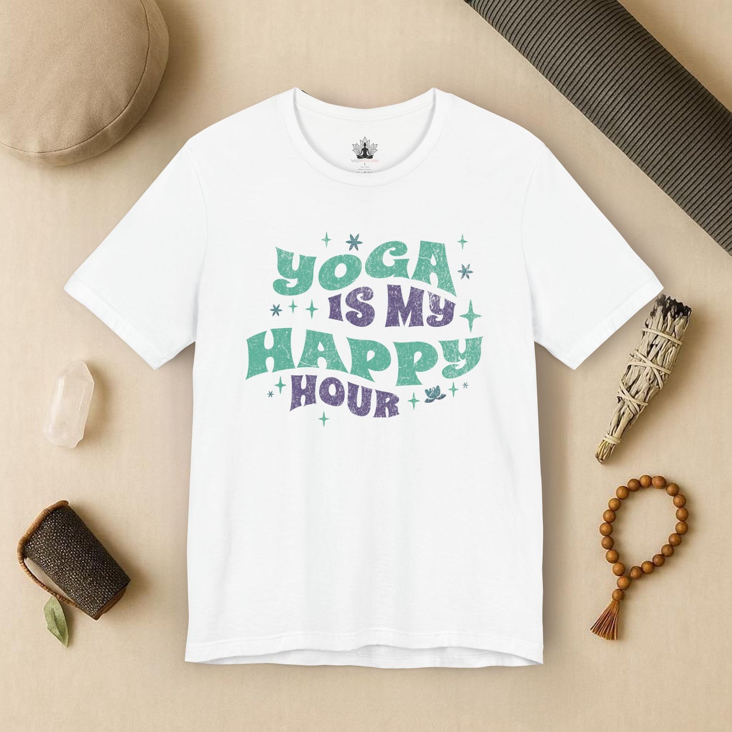 Yoga Is My Happy Hour – Retro Groovy Tee