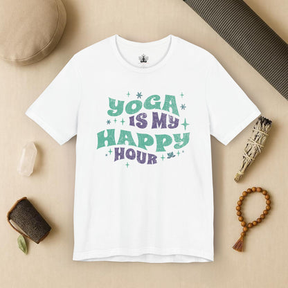 Yoga Is My Happy Hour – Retro Groovy Tee