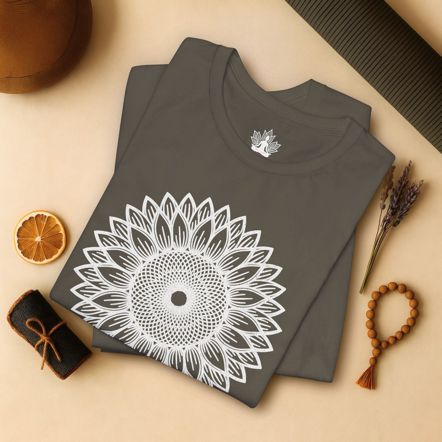 Sunflower Mandala – Geometric Mindful Tee