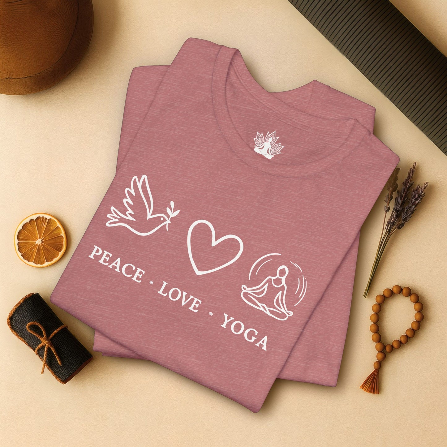 Peace Love Yoga – Boho Minimalist Mindful Tee