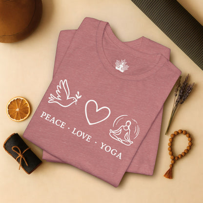 Peace Love Yoga – Boho Minimalist Mindful Tee
