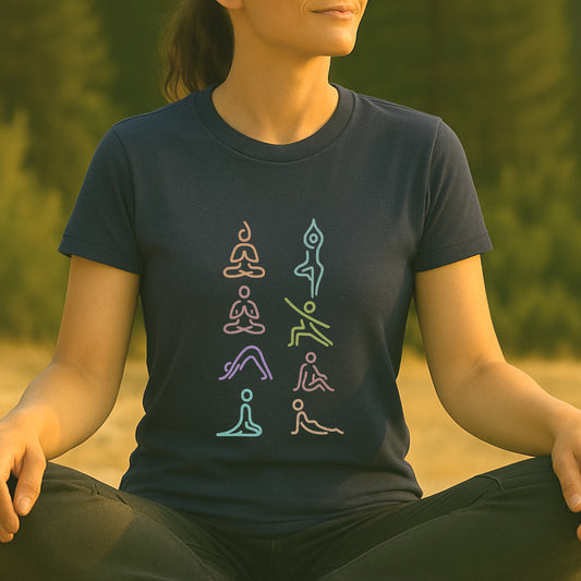 Minimalist Yoga Poses Tee – Mindful Line Art