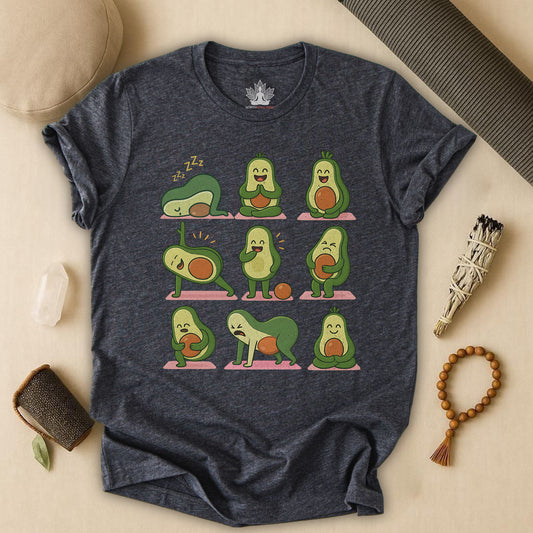 Avocado Yoga Poses - Funny Wellness Tee