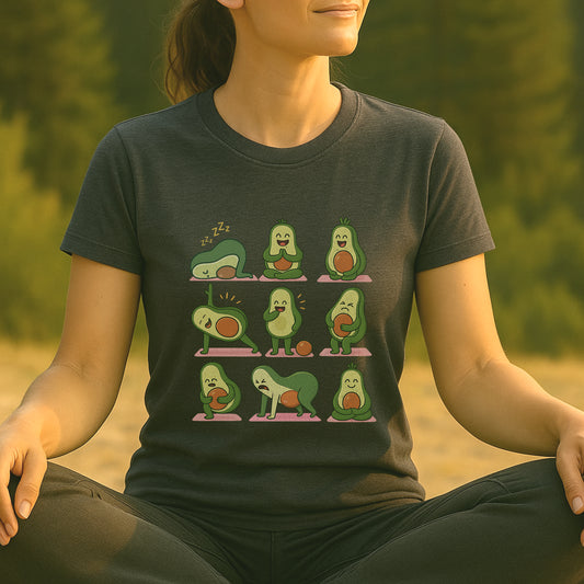 Avocado Yoga Poses - Funny Wellness Tee