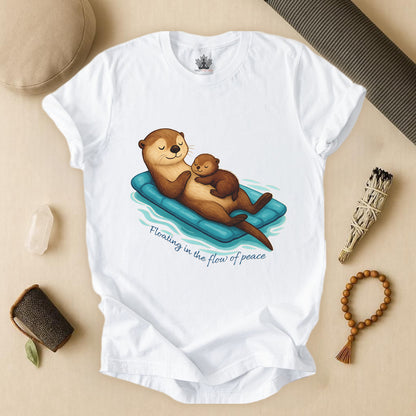 Floating Otters – Cute Zen Mama Tee
