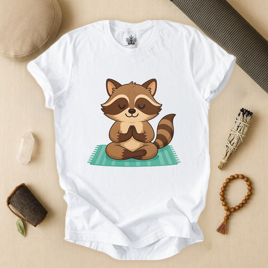 Meditating Raccoon – Lotus Pose Animal Tee