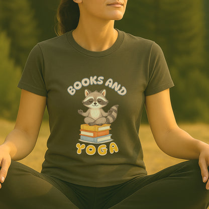 Books and Yoga – Cozy Raccoon Tee