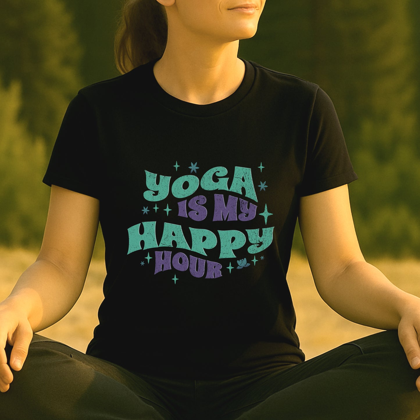 Yoga Is My Happy Hour – Retro Groovy Tee