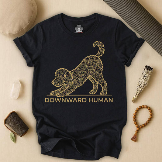 Downward Human – Mandala Labradoodle Dog Yoga Tee