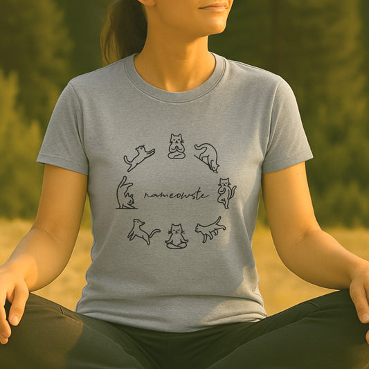 Nameowste Yoga Cats – Minimalist Funny Tee