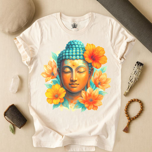 Buddha Glow – Floral Meditation Tee