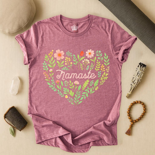 Namaste Floral Heart – Yoga Spirit Tee